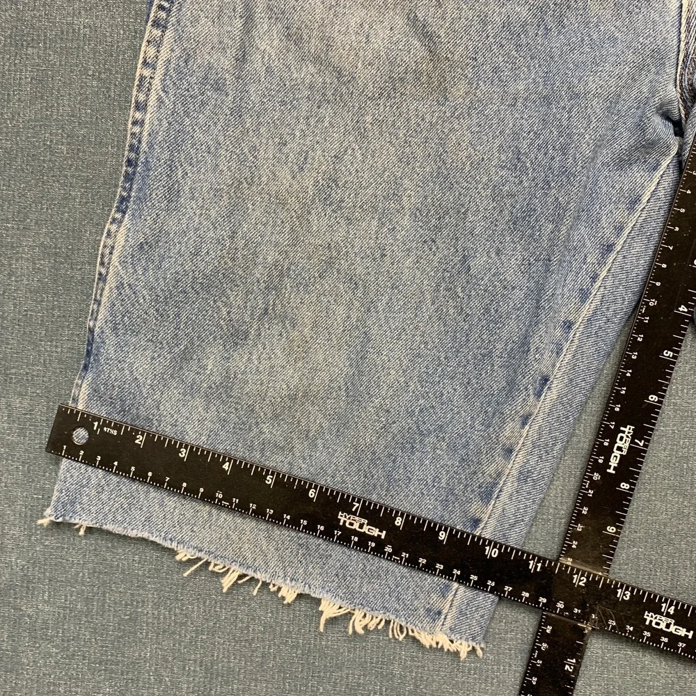 Rustler Bermuda Shorts Mens 34x34 Blue Denim Light Wash Frayed Hem 5 Pockets